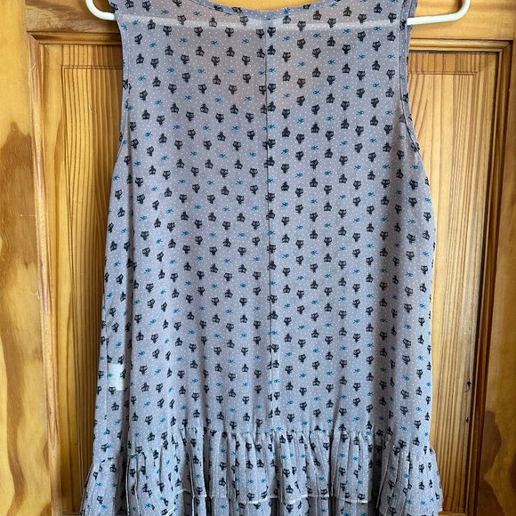 Lush Sheer Cat & Fish Ruffle Tank Size L - Picture 2 of 3